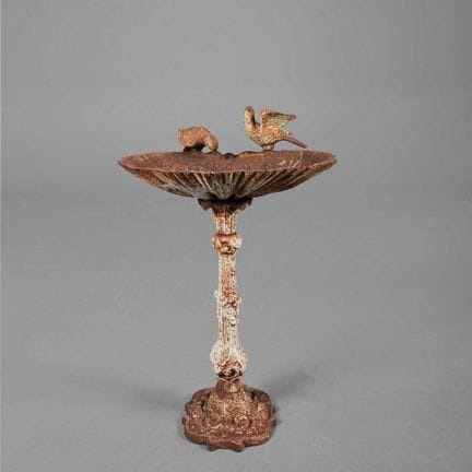 BIRD BATH 
cast iron, Victorian style, depicting t