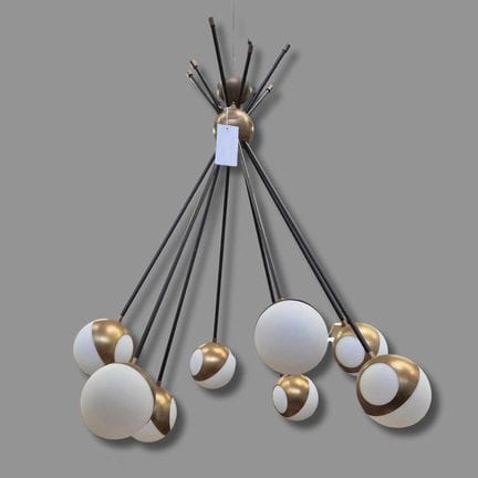 STILNOVO STYLE SPUTNIK PENDANT LIGHT 
Brass and bl