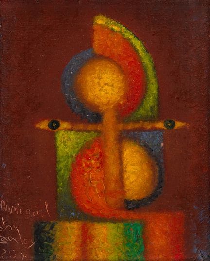 Miguel Dos Santos Warrior oil on wood 18 x 14 cm s