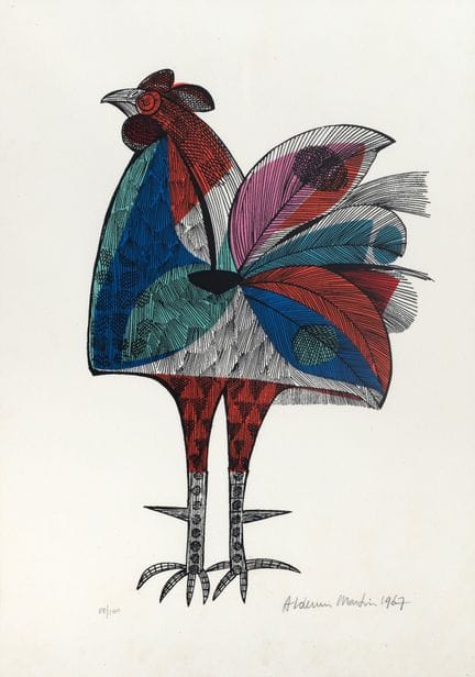 Aldemir Martins Cock, serigrafía, 50 x 35 cm, firm