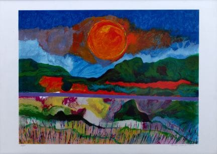 Aldemir Martins. Serigrafía de un paisaje. 69 x 88