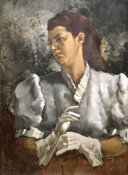 trante, 1905 - 1961)
Huile sur panneau 
Portrait d