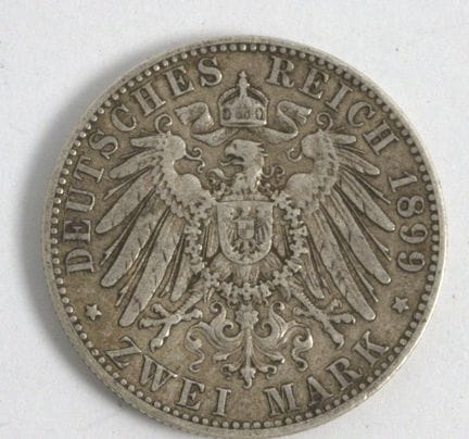 2 marcos, Imperio de Prusia, 1899.