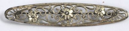 Silver brooch, hallmarked, circa 1930. Length appr