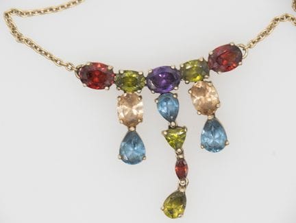 925 sterling silver necklace with colored stones a