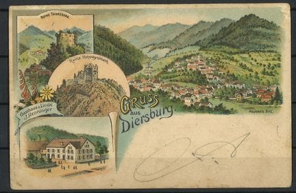 Postkarte "Gruss aus Diersburg" gelaufen.
