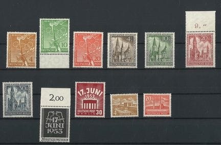 Berlín, 1952/53. N.º Mi 86-90 / 106-113, sin usar.