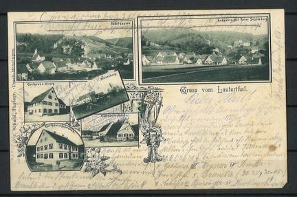 Postkarte Gruss vom Lauterthal" gelaufen