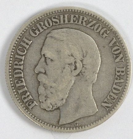 Zwei Mark Kaiserreich Baden 1876. Zustand SS