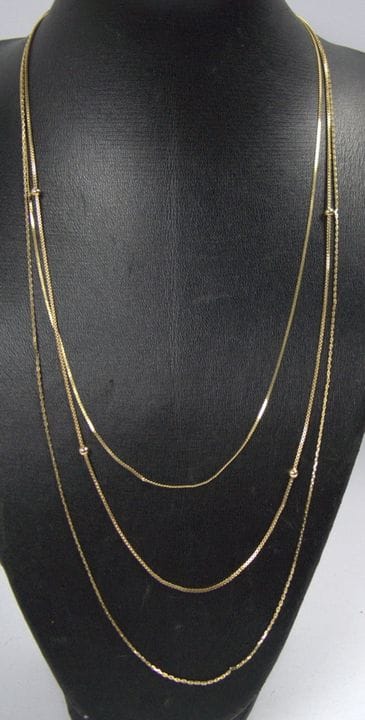 3-strand 925 sterling silver necklace, gold-plated