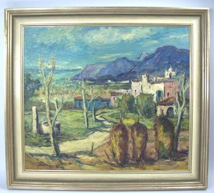 普法尔茨风景画家罗伯特·劳特（Robert Lauth，1896-1985）的布面油画《南欧地中海沿