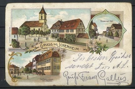 Deutsche Reichspost Postkarte "Gruss aus Jchenheim