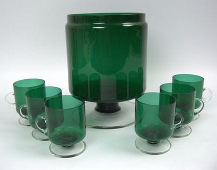 Ensemble à punch vert émeraude composé d'un grand 