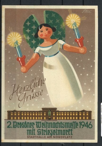 Grusskarte "2. Dresdner Weihnachtsmesse 1946 mit S