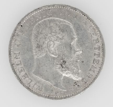 Imperio Alemán de Wurtemberg, 1909, F, 3 marcos — 