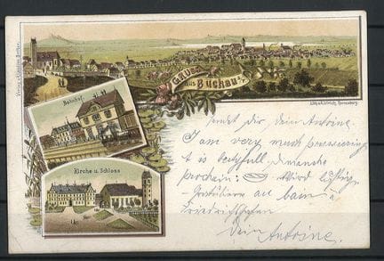 Postkarte "Gruss aus Buchau" gelaufen