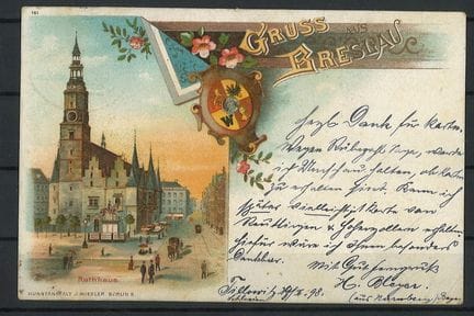 Deutsche Reichspost Postkarte "Gruss aus Breslau" 