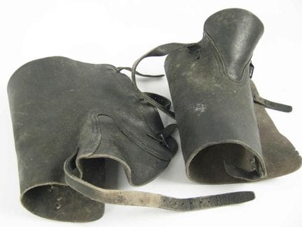 A pair of leather gaiters, with no visible brand n