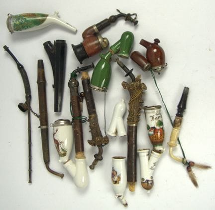 Lote de pipas decorativas con cabezales de porcela