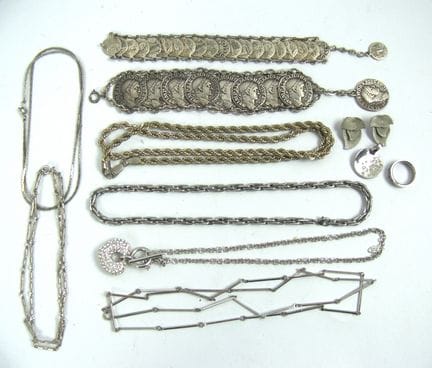 Lot costume jewelry, silver-plated and made of sta