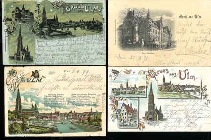 Lot Gruss aus Karten "Ulm". Alle vier in Ravensbur