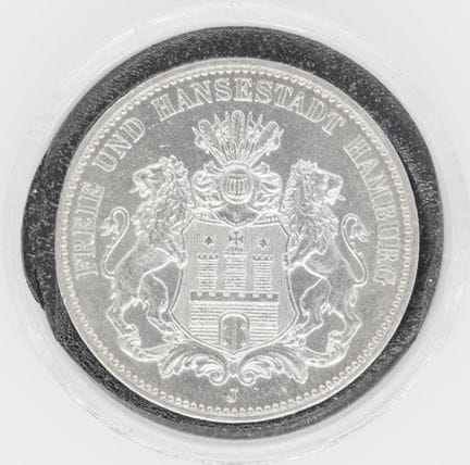 Imperio Alemán, Hamburgo, 1914 J, 3 marcos — moned