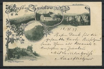 Correspondenz Karte "Gruss aus Zwickau" gelaufen 1