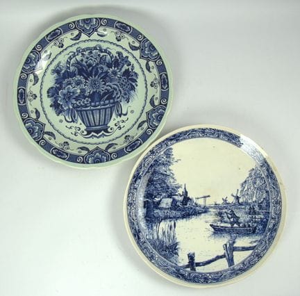 2 platos grandes de cerámica, porcelana de Delft, 