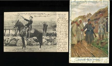 2 Postkarten, 1x Wohlfahrts Postkarte sowie Gruss 