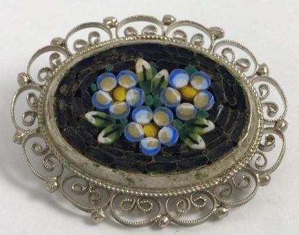 Italy Fashion Jewelry Mosaic Brooch.