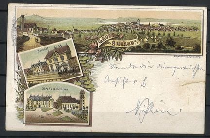 Postkarte "Gruss aus Buchau" gelaufen