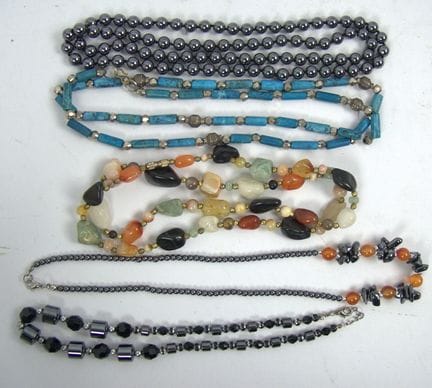 Lot of semi-precious stone necklaces from a liquid