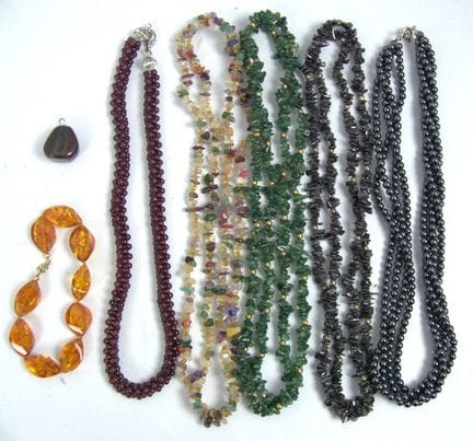 A large lot of semi-precious stone jewelry from a 