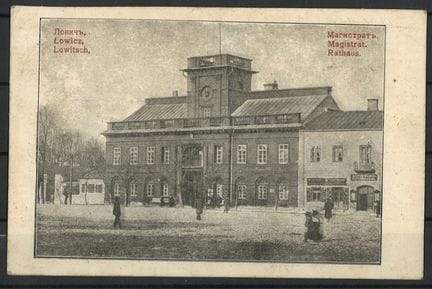Ansichtskarte Rathaus Lowitsch, gelaufen.