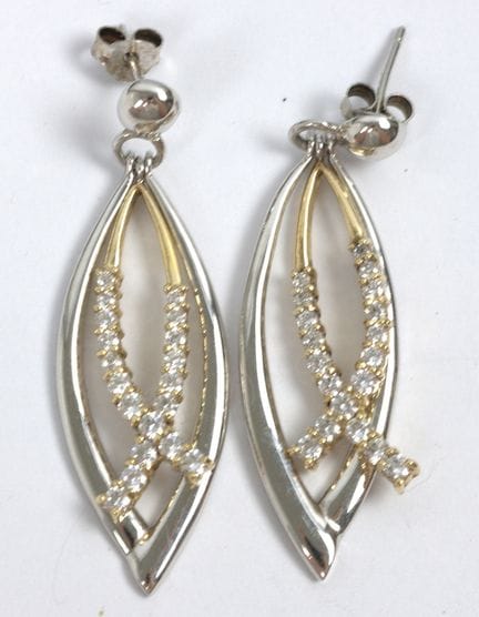 Dangle earrings, 925 sterling silver.