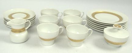 Thomas Porzellan, Kaffeeservice mit Golddekor, 6 G