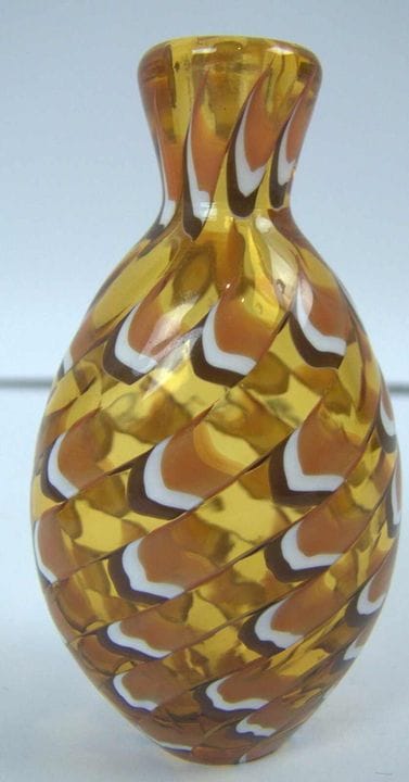 Schnupftabakflasche Glas gelb/orange/braun. Bayeri
