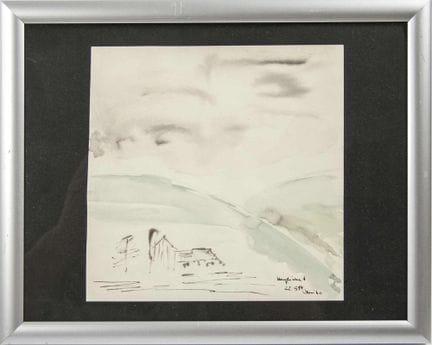 Aquarell, minimalistische Landschaftszeichnung mit
