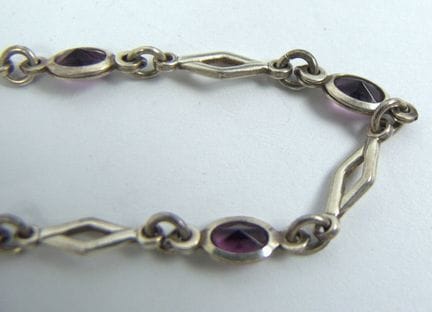 925er Silber Armband mit Amethyst. Länge ca. 18 cm