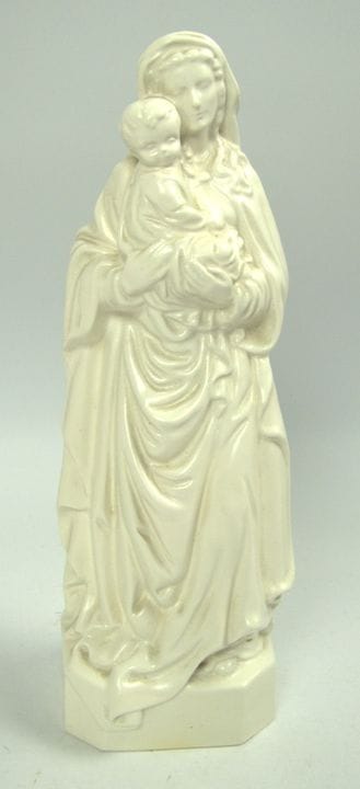 Keramikfigur Madonna mit Jesukind, cremeweiß, unge