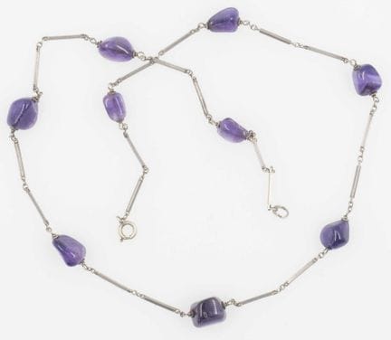Kette mit Amethysten, 835er Silber, Länge ca. 58 c