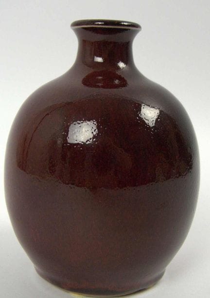 Studiokeramik - Vase, texturierte grün-braune Glas