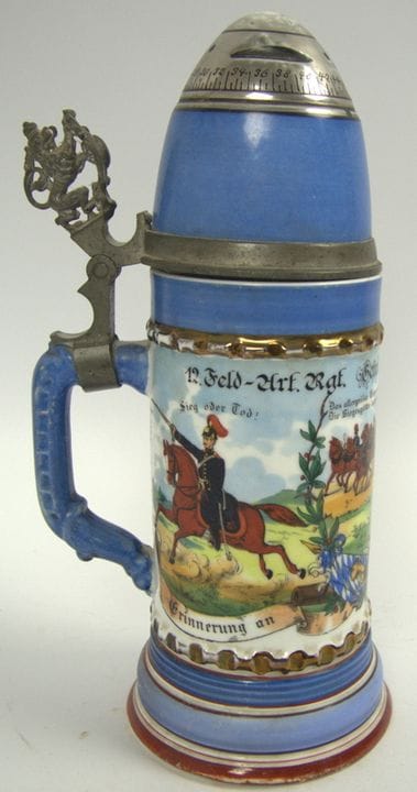 Antiker Reservistenkrug, 12. Feld-Art.Rgt. Gefreit