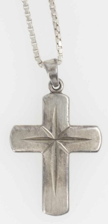 Kette mit Kreuzanhänger, 925er Silber.