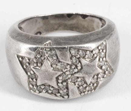 925er Silber Ring mit Sternen Motiv. Ringgröße 54
