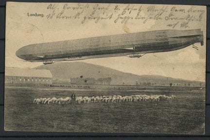 Feldpostkarte Landung Luftschiff Viktoria Luise, g