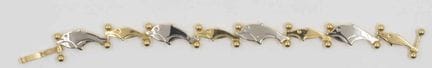 925er Silber Armband mit Delphinen, vergoldet. Län