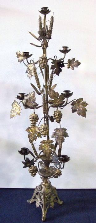Candelabro de altar francés del siglo XIX, decorad