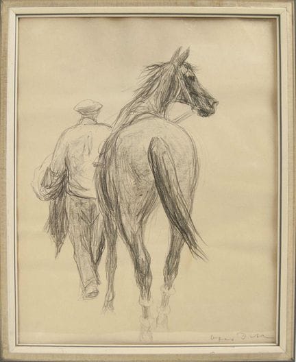 Otto DILL (1884-1957) Lithographie "Pferd mit Führ