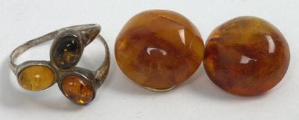 Kleines Bernstein Set bestehend aus Ring, 925er Si